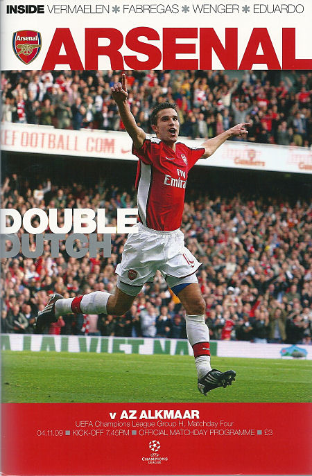AZ Programma 4-nov-2009 Arsenal uit